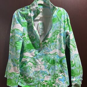 Lilly Pulitzer Green, Light Blue & White Half-Zip Pullover